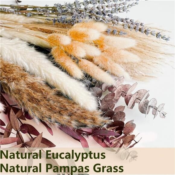 Fall Dried Flower Bouquet with Pampas Grass, Orange Bunny Tails Eucalyptus - Picture 5 of 7